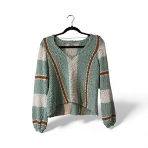NWT O’Neil Green, White, and Brown V-Neck Sweater